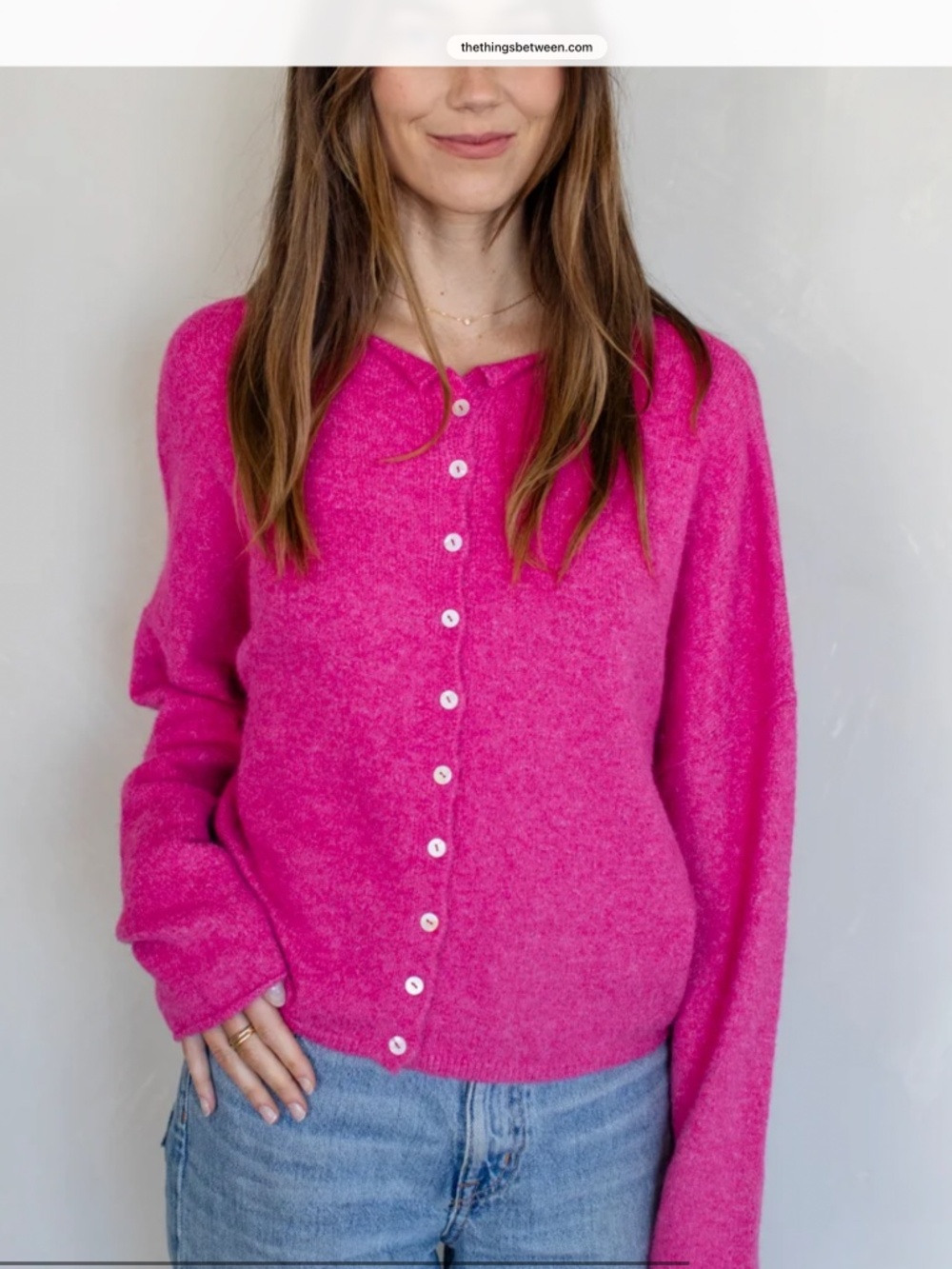 Things Between Piper Cardigan in fuschia pink